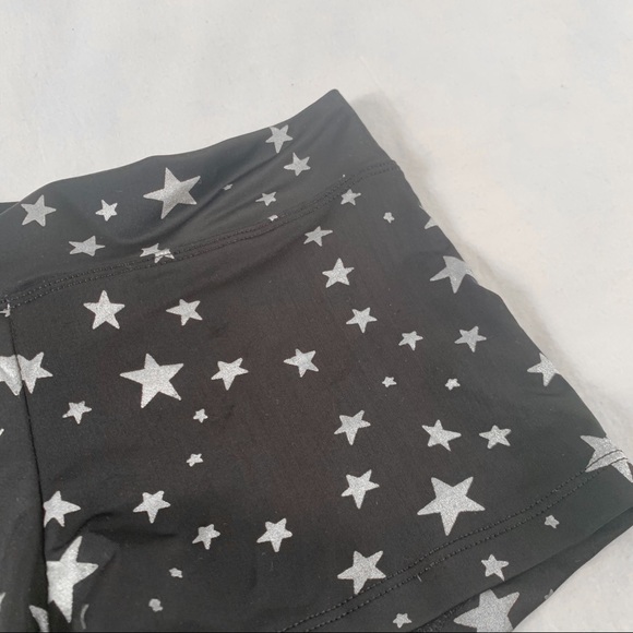 Black dance shorts with silver sparkly stars - Picture 3 of 3